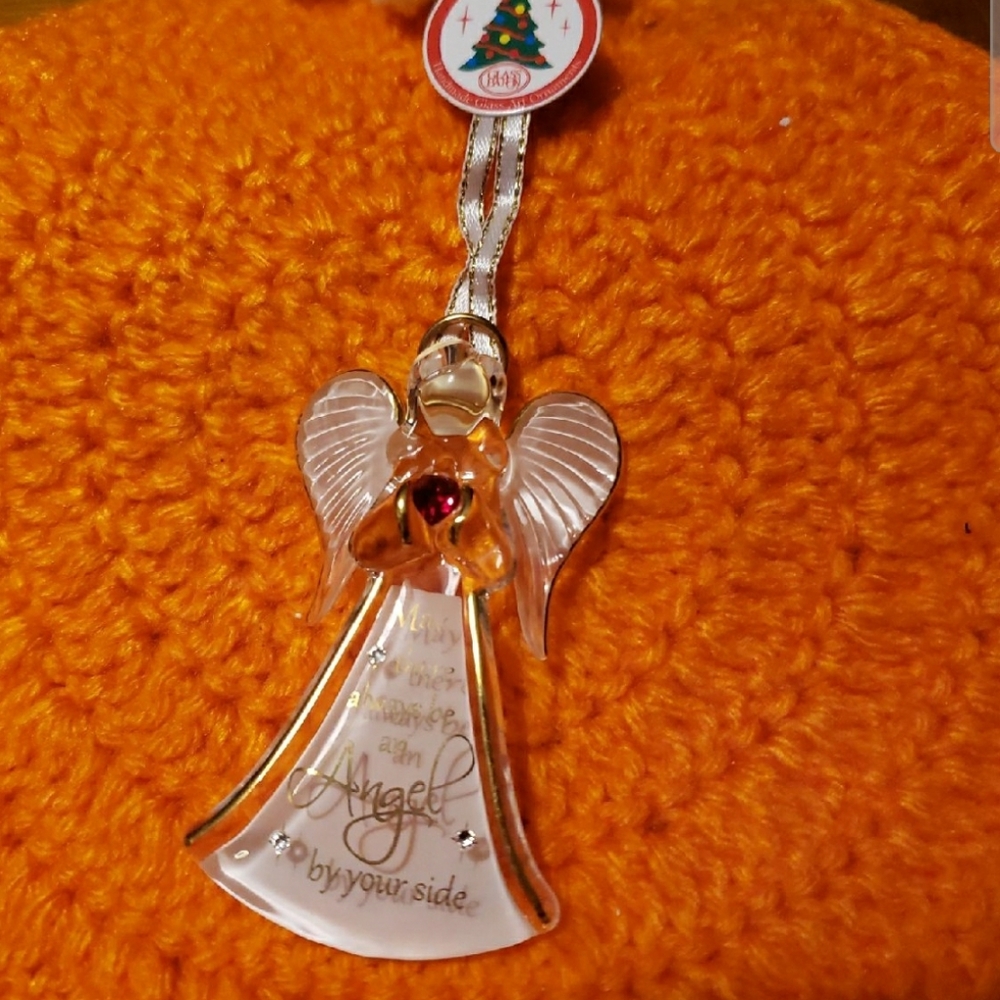 NEW! GLASS BARON Art Glass "Angel By Your Side" Ornament